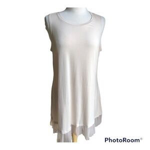 LOGO layers by Lori Goldstein layered look pleated lace bottom tunic tank 1X